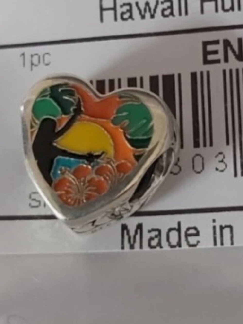 PANDORA Sterling Silver Doubled-Sided Hawaii Hula Sunset Charm ENG792015_89